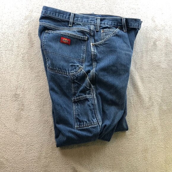 Dickies Mens Work Jeans Size 34x32 Relaxed Fit Blue Denim Straight Casual - Picture 13 of 13